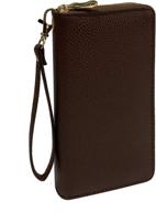 brown grain double wristlet checkbook passport women's handbags & wallets - enhanced wristlets logo