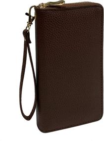 img 4 attached to Brown Grain Double Wristlet Checkbook Passport Women's Handbags & Wallets - Enhanced Wristlets