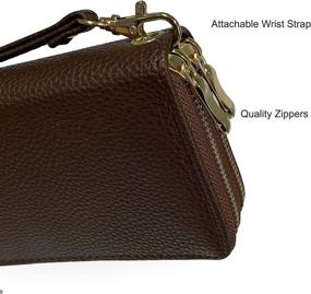 img 1 attached to Brown Grain Double Wristlet Checkbook Passport Women's Handbags & Wallets - Enhanced Wristlets