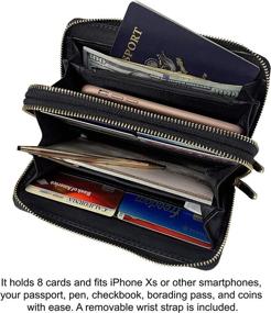 img 2 attached to Brown Grain Double Wristlet Checkbook Passport Women's Handbags & Wallets - Enhanced Wristlets