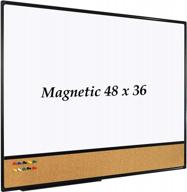 jiloffice white board &amp; bulletin corkboard combo, комбинированная доска 48 x 36 магнитная доска, черная алюминиевая рама настенная доска для офиса, дома и школы с 10 нажимными штифтами логотип