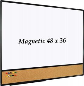 img 4 attached to JILoffice White Board & Bulletin Corkboard Combination, Combo Board 48 X 36 Magnetic Whiteboard, Black Aluminum Frame Wall Mounted Board For Office Home And School With 10 Push Pins
