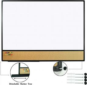 img 3 attached to JILoffice White Board & Bulletin Corkboard Combination, Combo Board 48 X 36 Magnetic Whiteboard, Black Aluminum Frame Wall Mounted Board For Office Home And School With 10 Push Pins