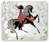 springtime horse mouse pad with girl and ornaments by lunarable - non-slip rectangle rubber design in multicolor logo