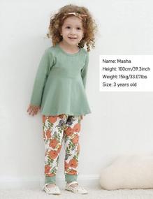 img 2 attached to Bilison Toddler Baby Girl Clothes Solid Color Ruffle Tops Floral Pants With Cute Headband Outfit Set