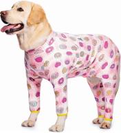 🍓 miaododo cotton large dog pajamas strawberry printing, full belly coverage dog pjs – ideal for post-surgery, big dog clothes holiday (size 32: chest 32.28'', back length 21.65'') in pink heart design логотип