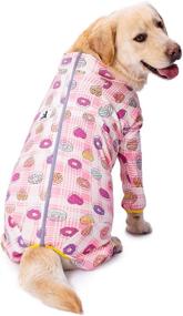 img 1 attached to 🍓 Miaododo Cotton Large Dog Pajamas Strawberry Printing, Full Belly Coverage Dog PJS – Ideal for Post-Surgery, Big Dog Clothes Holiday (Size 32: Chest 32.28'', Back Length 21.65'') in Pink Heart Design