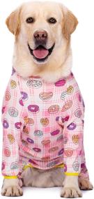 img 3 attached to 🍓 Miaododo Cotton Large Dog Pajamas Strawberry Printing, Full Belly Coverage Dog PJS – Ideal for Post-Surgery, Big Dog Clothes Holiday (Size 32: Chest 32.28'', Back Length 21.65'') in Pink Heart Design