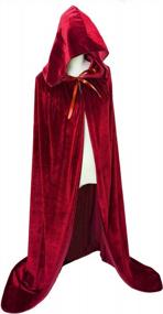 img 2 attached to Experience The Magic With Unisex Full Length Velvet Hooded Robe Cloak Costume