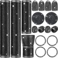 premium 18-piece bling car accessories sets | stylish black design w/ seat belt cover, gear shift, handbrake cover, ignition rings, rhinestone mat, tire valve caps & car hook логотип