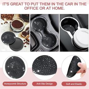 img 2 attached to Premium 18-Piece Bling Car Accessories Sets | Stylish Black Design w/ Seat Belt Cover, Gear Shift, Handbrake Cover, Ignition Rings, Rhinestone Mat, Tire Valve Caps & Car Hook