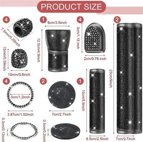 img 3 attached to Premium 18-Piece Bling Car Accessories Sets | Stylish Black Design w/ Seat Belt Cover, Gear Shift, Handbrake Cover, Ignition Rings, Rhinestone Mat, Tire Valve Caps & Car Hook