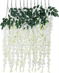 img 4 attached to Enhance Your Event Decor With Luyue'S 3.18 Feet Artificial Silk Wisteria Vine Ratta Silk Hanging Flower - Set Of 6 In Off-White