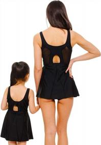 img 1 attached to YOLIPULI Mesh One-Piece Mother And Daughter Matching Retro Swimdress With Shorts