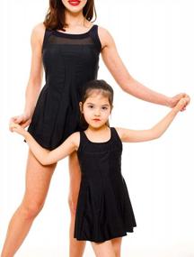 img 3 attached to YOLIPULI Mesh One-Piece Mother And Daughter Matching Retro Swimdress With Shorts