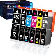 e-z ink (tm) compatible ink cartridge replacement for canon pgi-250xl pgi 250 xl cli-251xl cli 251 xl - pixma ip8720 (6 pack: 1 lg black, 1 cyan, 1 magenta, 1 yellow, 1 sm black, 1 gray) logo