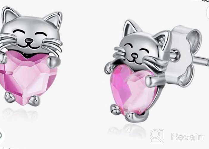 img 1 attached to 🐱 925 Sterling Silver Cat Earrings - Adorable Animal Kitten Studs, Ideal Jewelry Gifts for Women and Girls with Sensitive Ears - Hypoallergenic and Stylish review by Ashley Gonzalez