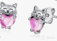 img 1 attached to 🐱 925 Sterling Silver Cat Earrings - Adorable Animal Kitten Studs, Ideal Jewelry Gifts for Women and Girls with Sensitive Ears - Hypoallergenic and Stylish review by Ashley Gonzalez