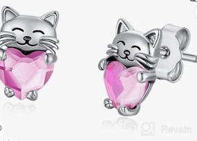 img 5 attached to 🐱 925 Sterling Silver Cat Earrings - Adorable Animal Kitten Studs, Ideal Jewelry Gifts for Women and Girls with Sensitive Ears - Hypoallergenic and Stylish