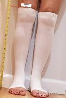 img 1 attached to Medical Grade NuVein Surgical Stockings With 18 MmHg Embolic Recovery Support, Unisex Knee High Fit, Open Toe, White, Medium Size review by Amy Peterson