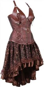 img 3 attached to Plus Size Gothic Brocade Corset Dress Masquerade Bustier Skirt Set Costume