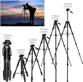 img 1 attached to 📸 Zoegate Portable Tripod 70"/177cm - Compact Aluminum Alloy Video Tripod for Travel Photography with 3-Way Swivel Pan Tilt Head, Cellphone Holder, and Smartphone Clip for Phone