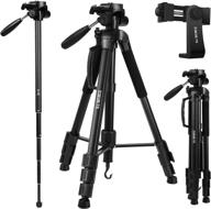 📸 zoegate portable tripod 70"/177cm - compact aluminum alloy video tripod for travel photography with 3-way swivel pan tilt head, cellphone holder, and smartphone clip for phone logo