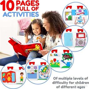 img 3 attached to 📚 Montessori Quiet Book for Toddlers - Gender-Neutral Activity Travel Busy Book with Soft Toys - Felt Educational Toy for Preschoolers - Red Sensory Activities Included