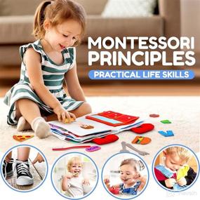 img 2 attached to 📚 Montessori Quiet Book for Toddlers - Gender-Neutral Activity Travel Busy Book with Soft Toys - Felt Educational Toy for Preschoolers - Red Sensory Activities Included