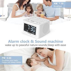 img 2 attached to REACHER Dual Alarm Clock and White Noise Machine: 🕒 Adjustable Volume, 12 Soothing Sounds, USB Charger, Battery Backup, and More!