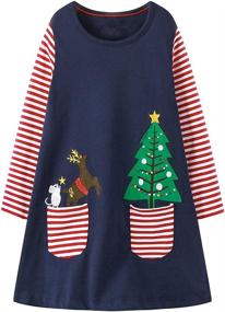 img 4 attached to HILEELANG Toddler Christmas Reindeer Dresses Girls' Clothing : Dresses