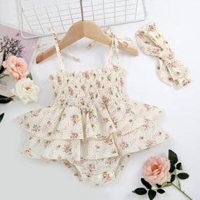 img 3 attached to Adorable Floral Sleeveless Romper Bodysuit For Baby Girls - Perfect For A Stylish Summer Look!