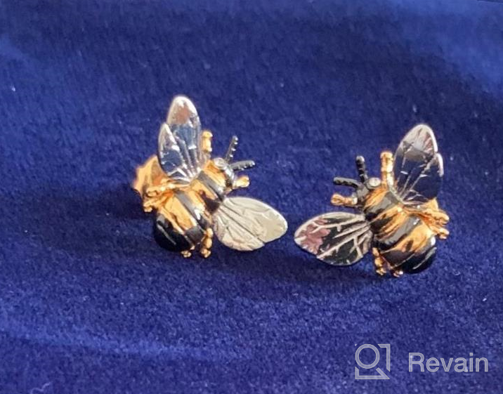 img 1 attached to Barzel 18K Gold Plated Enamel Bumble Bee Stud Earrings with Shimmering Finish review by Kenneth Cotton