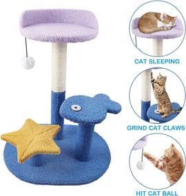 img 1 attached to Ahomdoo Cat Tree: Ocean World Cat Tower with Sisal 🐱 Scratching Post, Indoor Cat Tower, Scratcher & Hanging Ball for Kittens