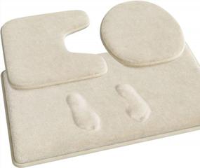 img 4 attached to 3-Piece FEELSO Memory Foam Bath Mat Set - Non Slip & Absorbent Mats For Tub Shower & Bath Room, Ivory