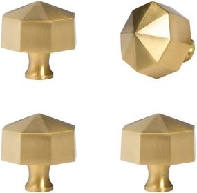 img 4 attached to RZDEAL Solid Brass Knobs Beautiful Brushed Gold Kitchen Cabinet Knobs Contemporary Euro Style Dresser Drawer Knob Handles (4Pack Diameter:0.94"(24Mm))