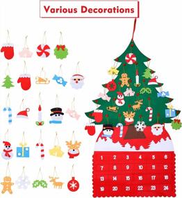 img 2 attached to Christmas Tree Advent Calendar (2022 New), 24 Days Countdown To Christmas Felt Fabric Advent Calendar With 24 Ornaments & Pockets, Holiday Decoration Wall Door Hanging Decor Gift For Kids Adults