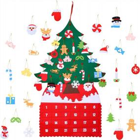 img 4 attached to Christmas Tree Advent Calendar (2022 New), 24 Days Countdown To Christmas Felt Fabric Advent Calendar With 24 Ornaments & Pockets, Holiday Decoration Wall Door Hanging Decor Gift For Kids Adults