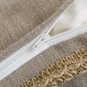 img 2 attached to Phantoscope Pack Of 2 Farmhouse Decorative Throw Pillow Covers Burlap Linen Trimmed Tailored Edges Beige 20 X 20 Inches, 50 X 50 Cm