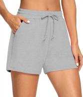 thanth cotton sweat shorts for women - comfortable athletic shorts with pockets for summer casualwear, running, gym workouts and lounging logo