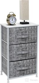 img 3 attached to 🌙 Gray/White Nightstand with 3 Drawers - Bedside Storage Tower for Bedroom, Home, Office, Dorm - Steel Frame, Wood Top, Easy Pull Fabric Bins - Sorbus Furniture and Accent End Table