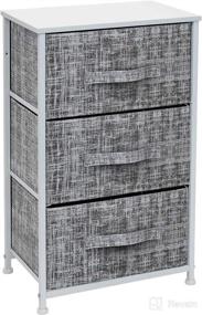 img 4 attached to 🌙 Gray/White Nightstand with 3 Drawers - Bedside Storage Tower for Bedroom, Home, Office, Dorm - Steel Frame, Wood Top, Easy Pull Fabric Bins - Sorbus Furniture and Accent End Table