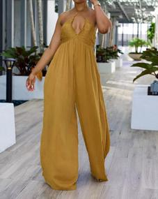 img 2 attached to Choichic Women'S Halter Neck Backless Loose Chiffon One Piece Wide Leg Jumpsuit Overalls Full Length Long Pants