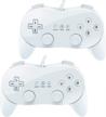 renewed voyee wii classic controller - 2 pack wired pro controllers for nintendo wii (white) logo