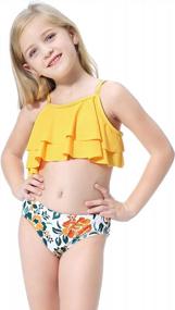 img 1 attached to Girls' Two Piece Floral Bathing Suits With Ruffle Flounce By SHEKINI For Trendy Beachwear Style