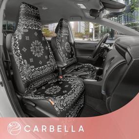 img 2 attached to Revamp Your Car Seats With Carbella'S Black Paisley Bandana Car Seat Covers - Premium 2 Pack Western Print Front Seat Covers For Cars, Trucks & SUVs