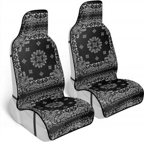 img 4 attached to Revamp Your Car Seats With Carbella'S Black Paisley Bandana Car Seat Covers - Premium 2 Pack Western Print Front Seat Covers For Cars, Trucks & SUVs