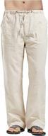 linen beach pants for men - straight leg drawstring casual summer trousers on sandbank logo