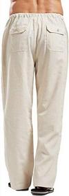 img 3 attached to Linen Beach Pants For Men - Straight Leg Drawstring Casual Summer Trousers On Sandbank