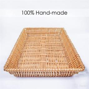 img 1 attached to 🧺 Rural-Themed Empty Gift Basket for Filling with Chocolate, Nuts, Coffee, Cookies - Wicker Silverware Tray Basket for Breads - Kitchen Drawer Organizer - Large Size